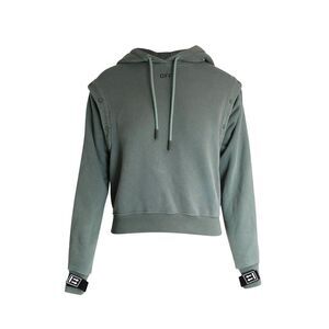Off-White Hoodie Detachable-Sleeves Hooded Sweater in Khaki Cotton